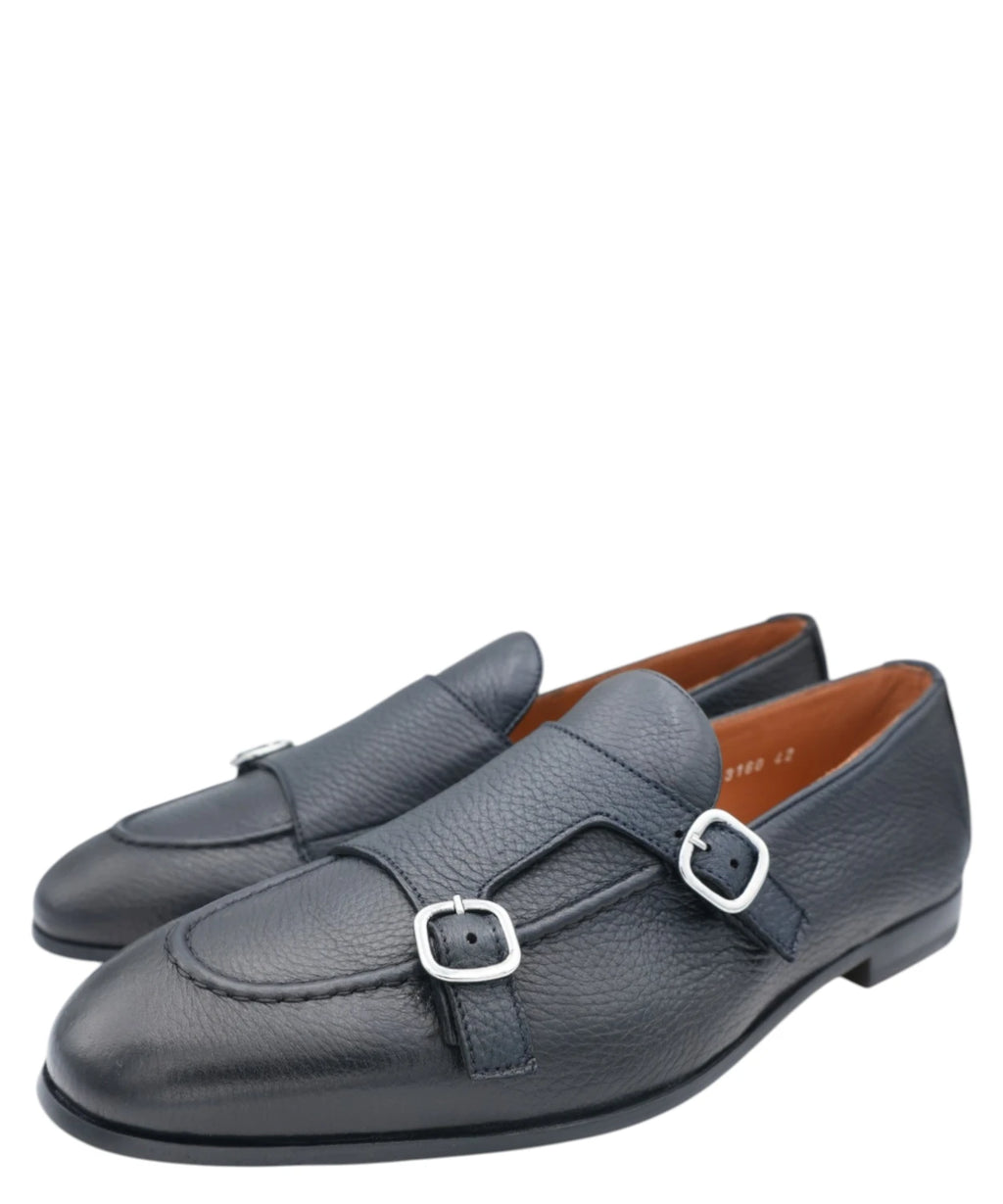 Mocassin homme Doucal’s à double boucle en cuir bleu