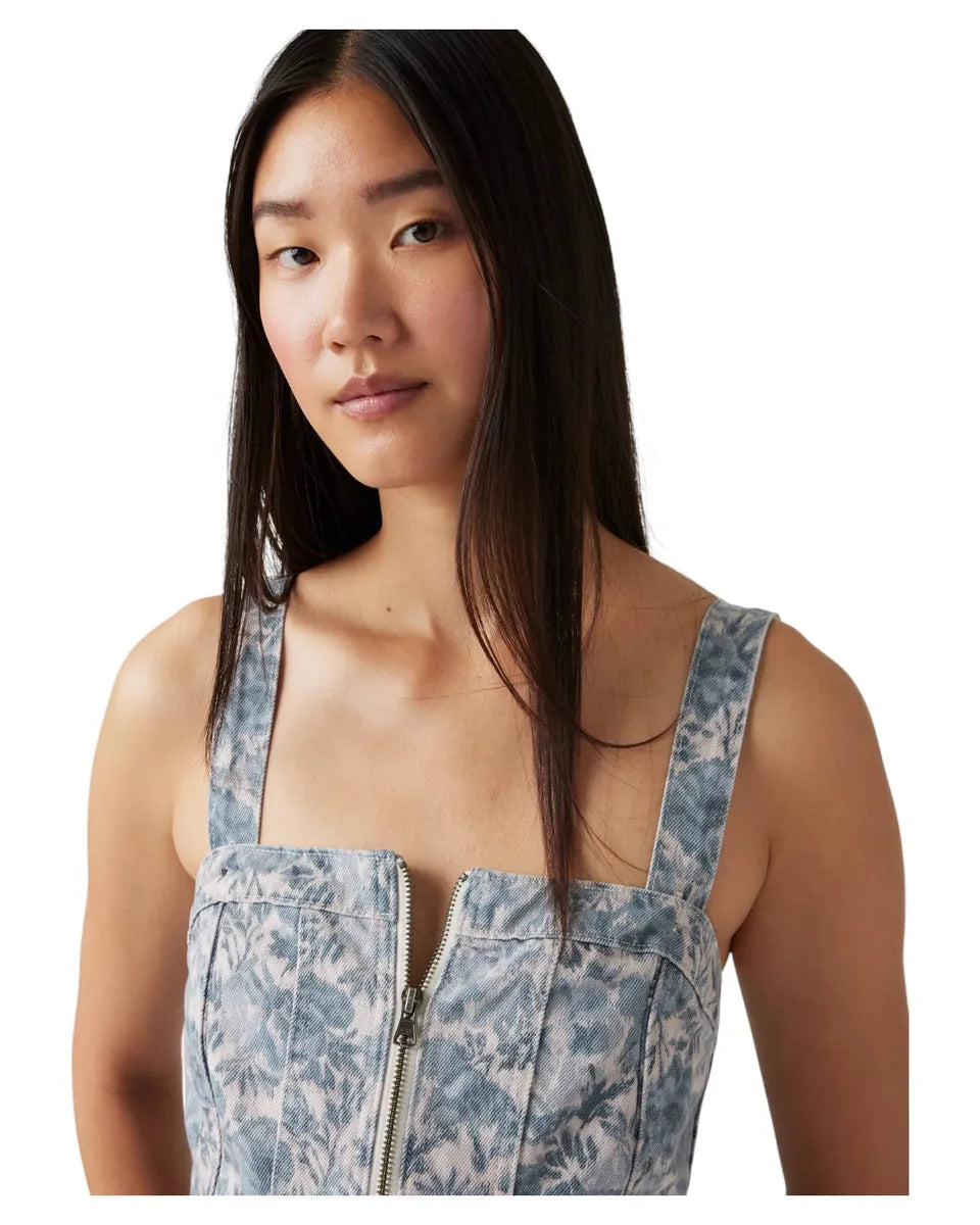 Top Bustino Anatomico in Denim Blu Ophelia Floral-LEVI'S-Top-Vittorio Citro Boutique