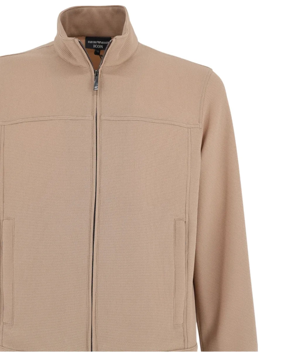 Blouson Full Zip Icon in Jersey Crepe con Effetto Piquet-Emporio Armani-Giacche-Vittorio Citro Boutique