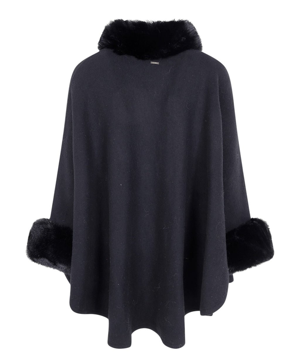 Poncho Cappotto Donna Twinset con Bordo in Pelliccia