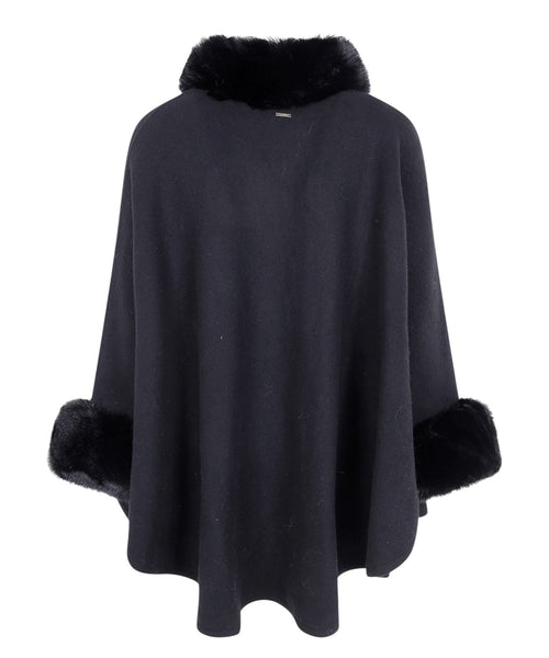 Poncho Cappotto Donna Twinset con Bordo in Pelliccia