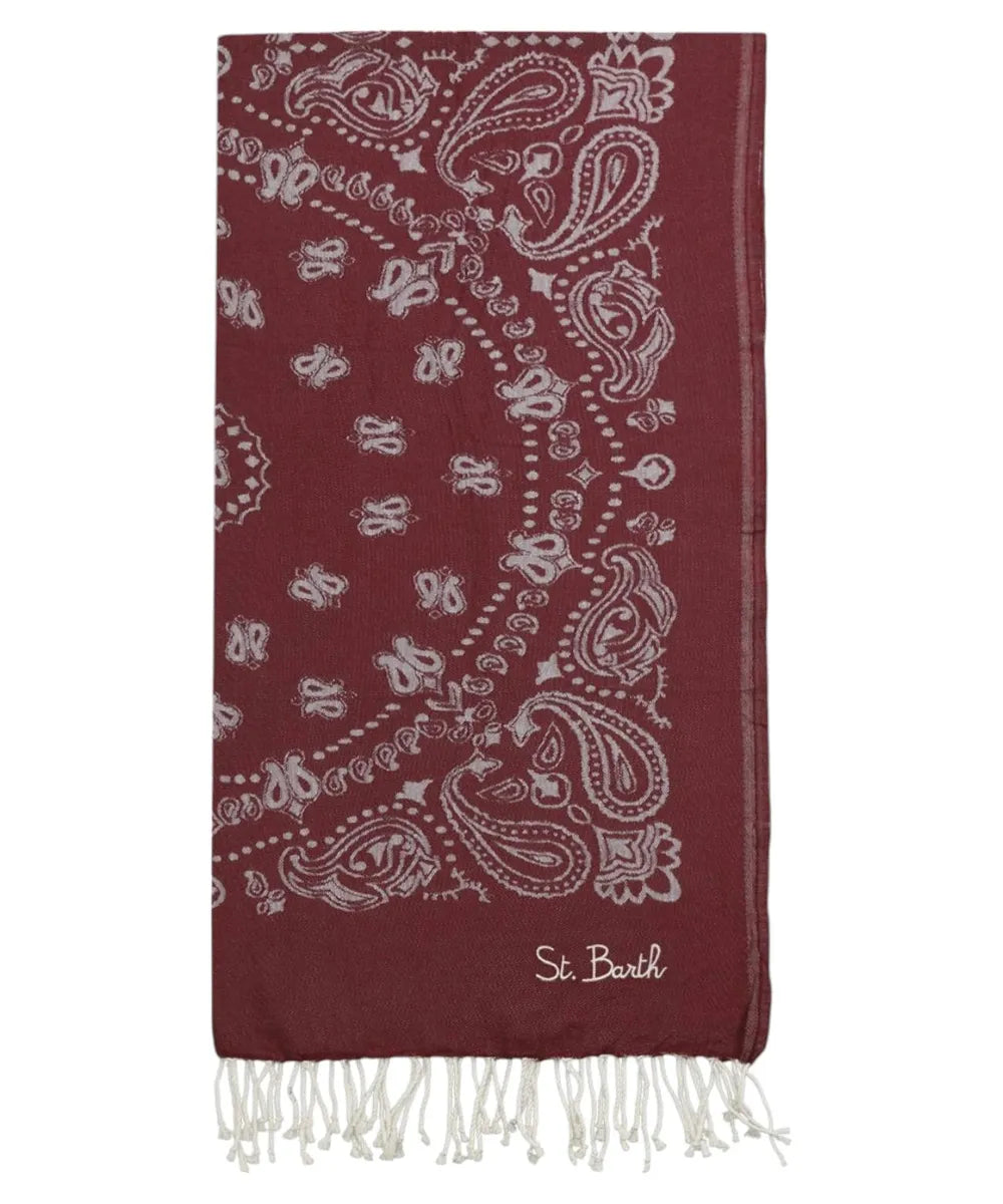 Telo Mare Fouta in Cotone Jacquard con Motivo Bandana e Ricamo St. Barth-Accessori mare-Mc2 Saint Barth-Vittorio Citro Boutique