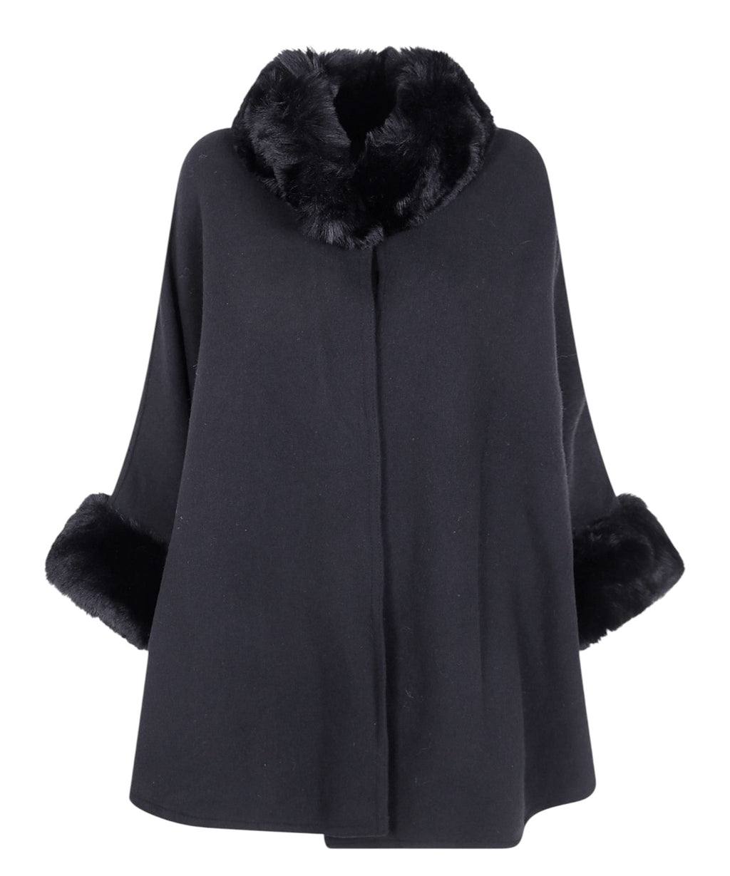 Poncho Cappotto Donna Twinset con Bordo in Pelliccia