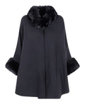 Poncho Cappotto Donna Twinset con Bordo in Pelliccia