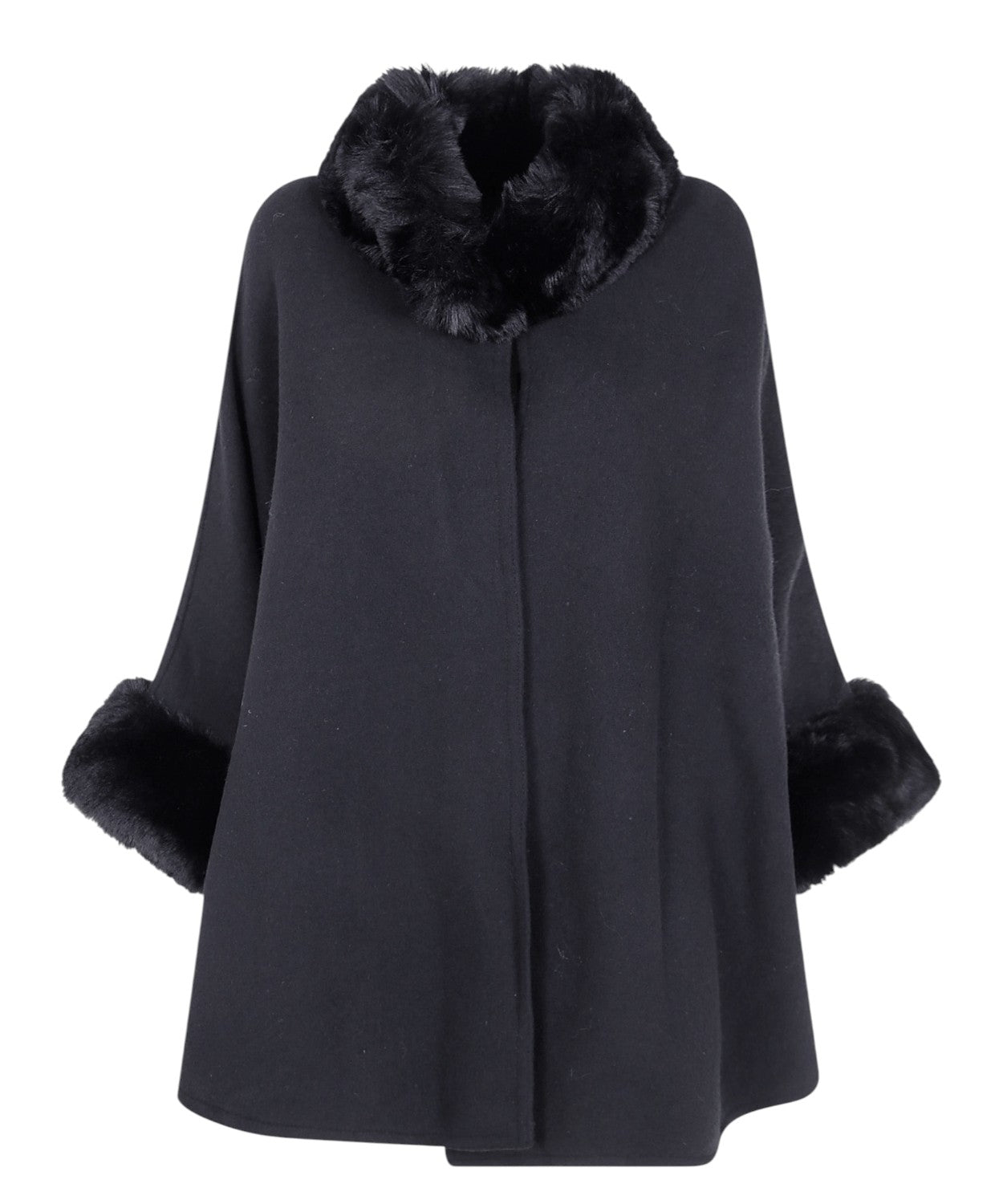 Poncho Cappotto Donna Twinset con Bordo in Pelliccia