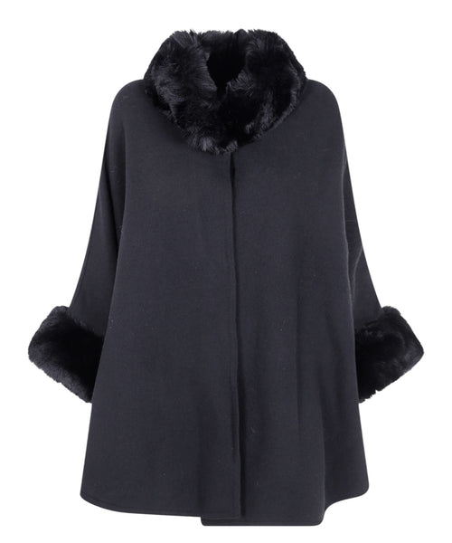 Poncho Cappotto Donna Twinset con Bordo in Pelliccia
