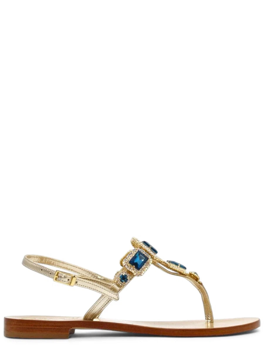 Infradito in Pelle con Applicazioni Gioiello-Sandali-Capri Vittorio Citro-Vittorio Citro Boutique