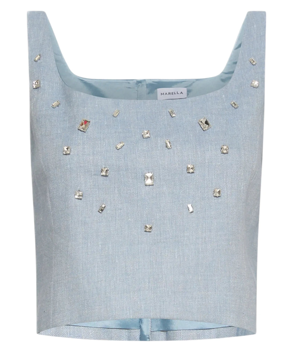 Top Marella Emma en lin et viscose avec cristaux