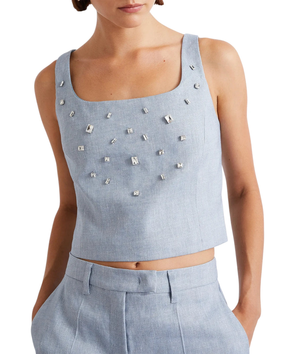 Top Marella Emma en lin et viscose avec cristaux