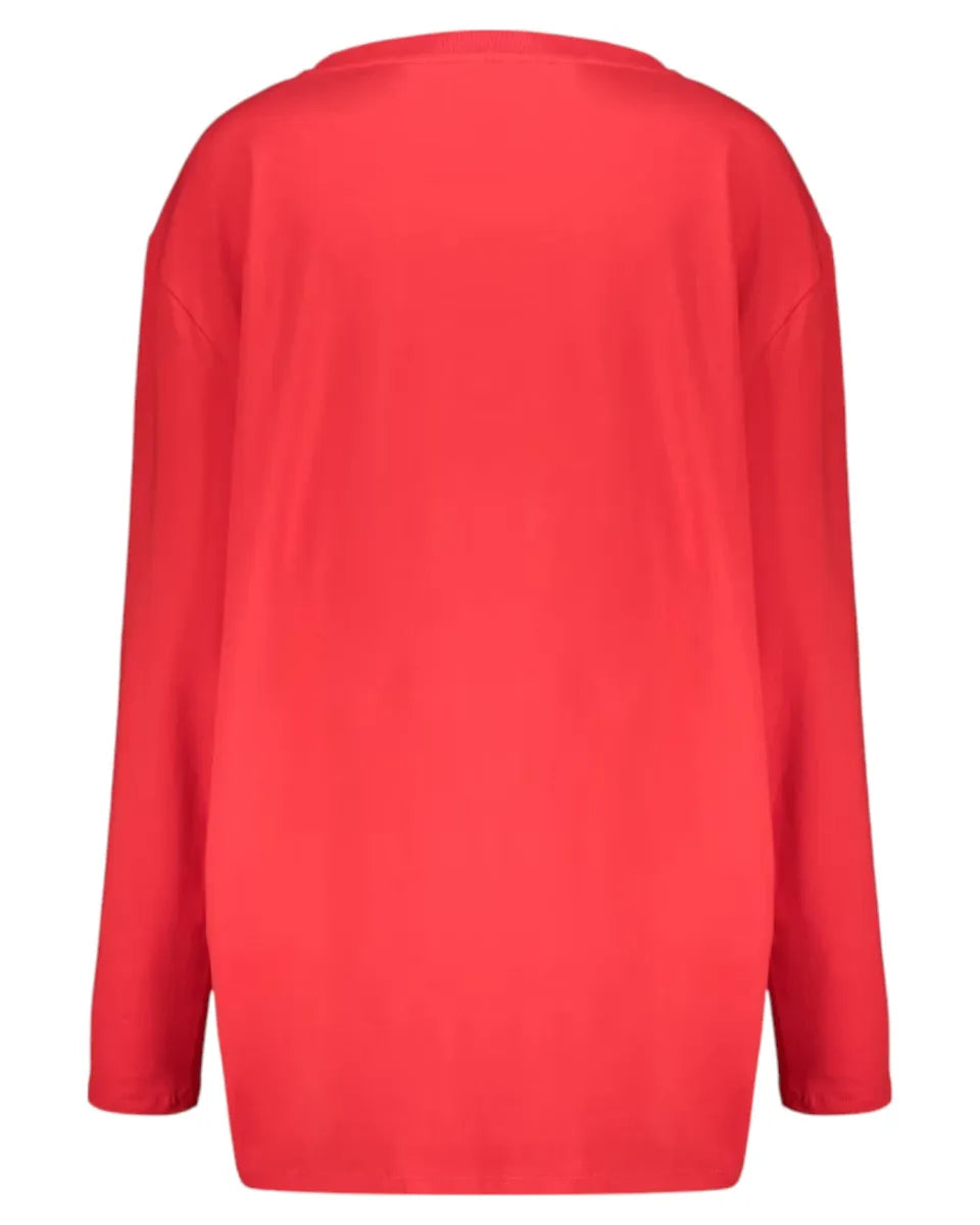 Maglia Moschino Underbear rossa a maniche lunghe con logo e orsetto-Moschino-Maglieria-Vittorio Citro Boutique