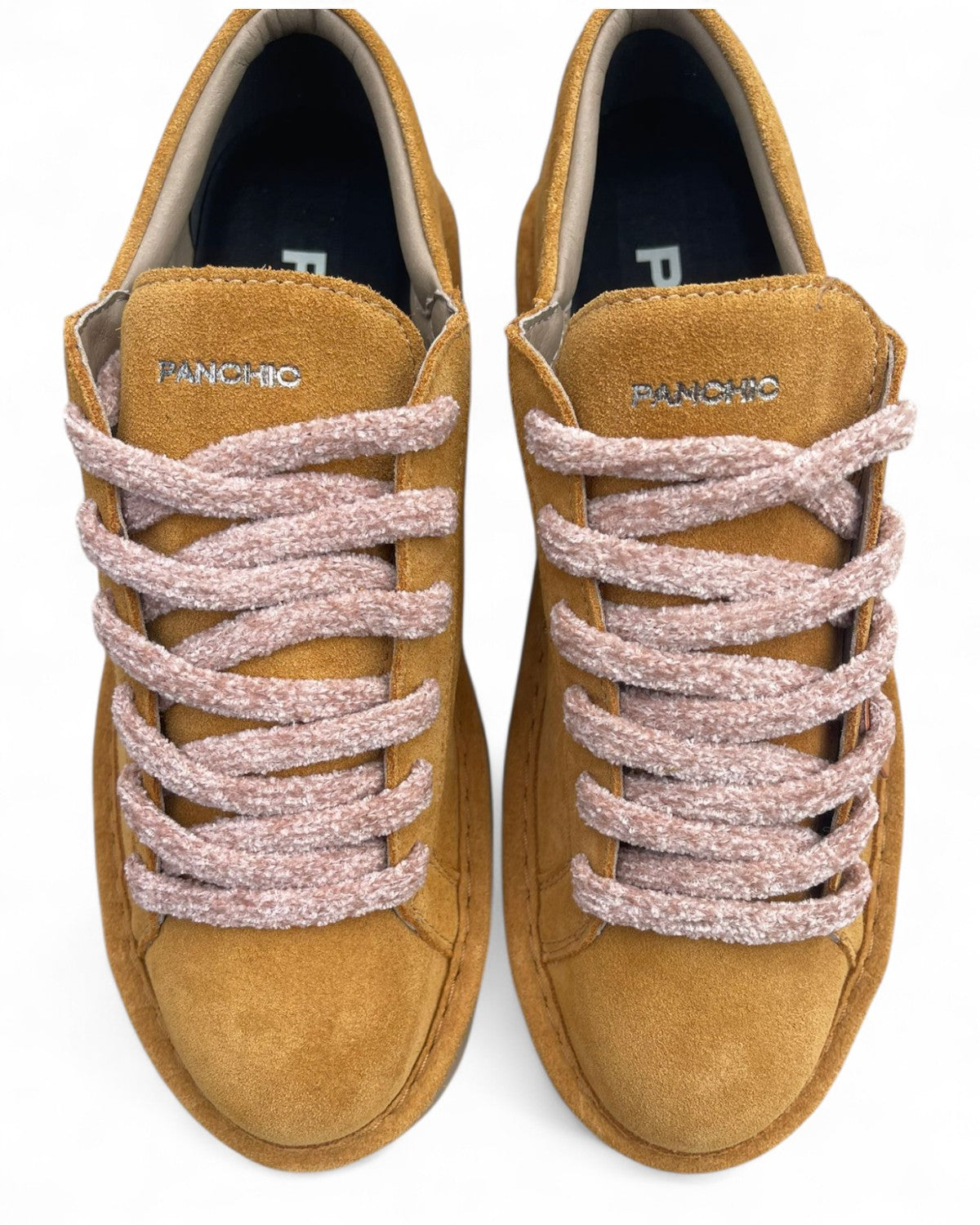 Sneakers P007 Allacciata in Nabuk Brown con Lacci Rosa Cipria-PANCHIC-Sneakers-Vittorio Citro Boutique