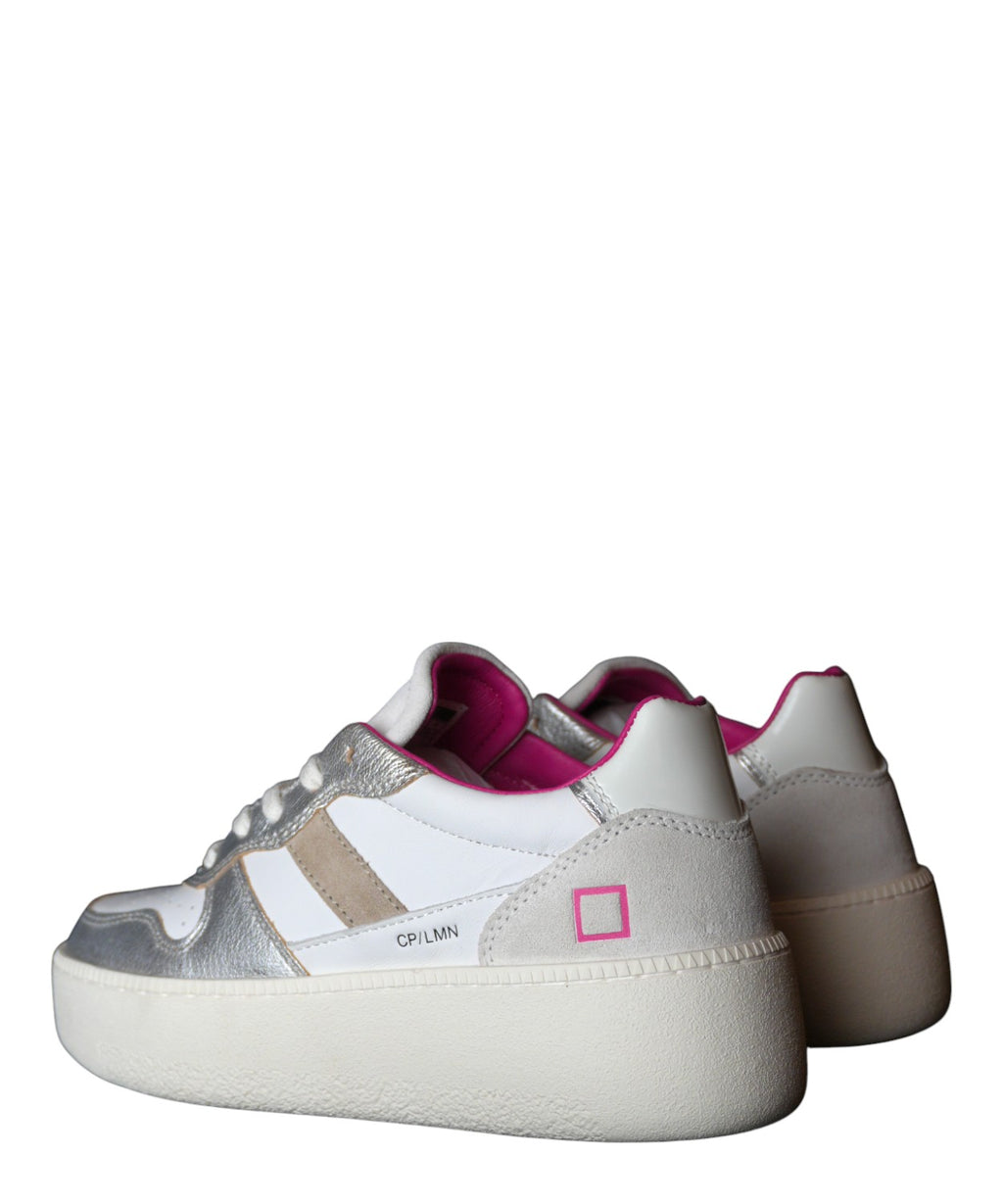D.A.T.E. Baskets Court Platform Laminé Argenté