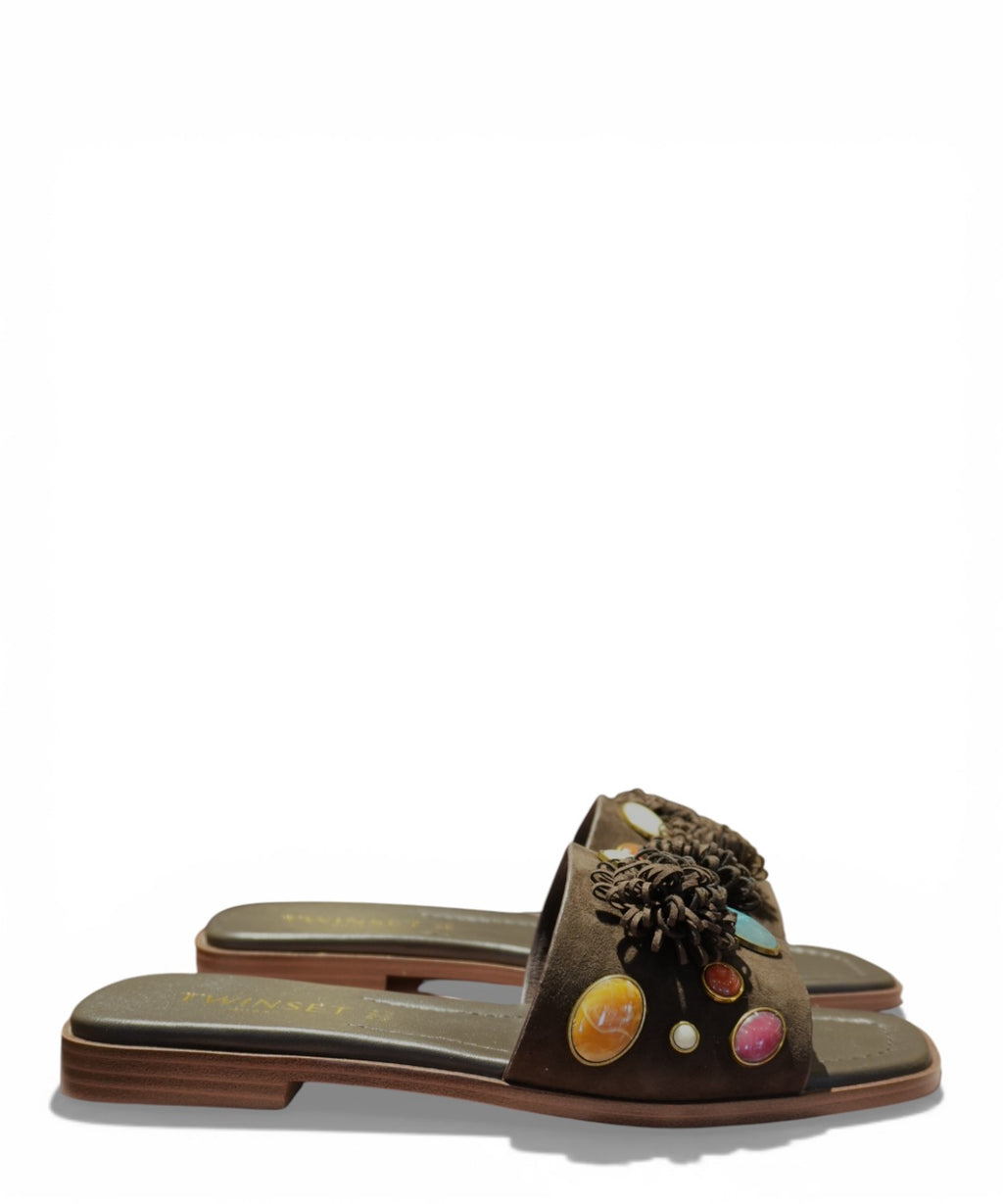 Mules Twinset avec pierres appliquées