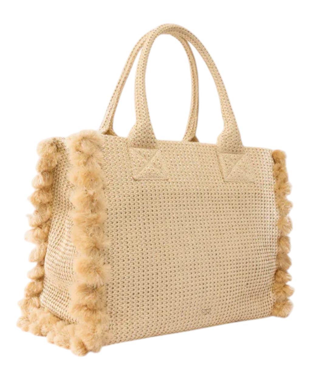 Sac cabas PINKO Beach en raphia tressé