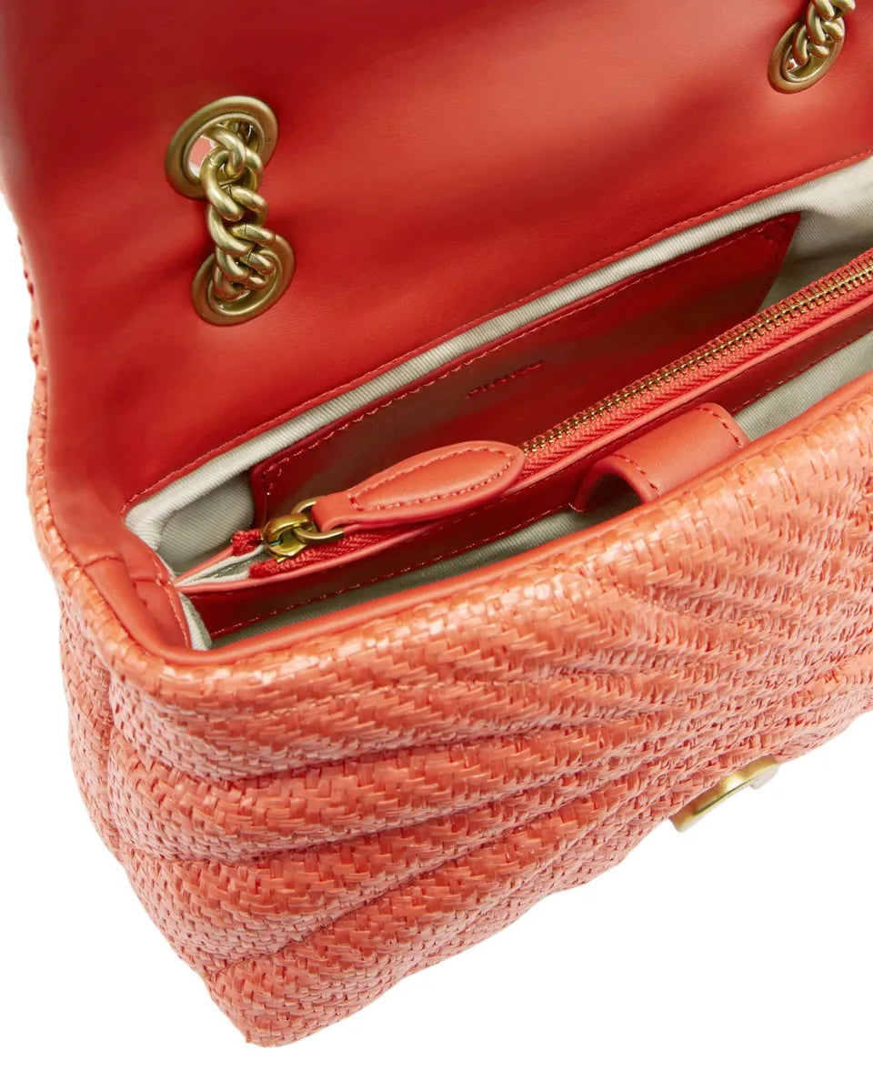 Mini Love Bag Puff in rafia con catena dorata e fibbia Love Birds-Pinko-Borse a spalla-Vittorio Citro Boutique