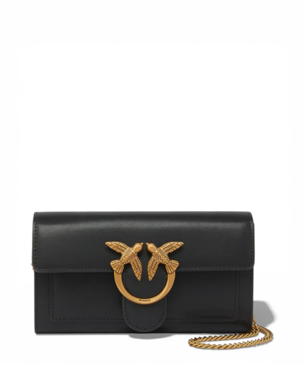 Portefeuille PINKO Love One bandoulière en cuir