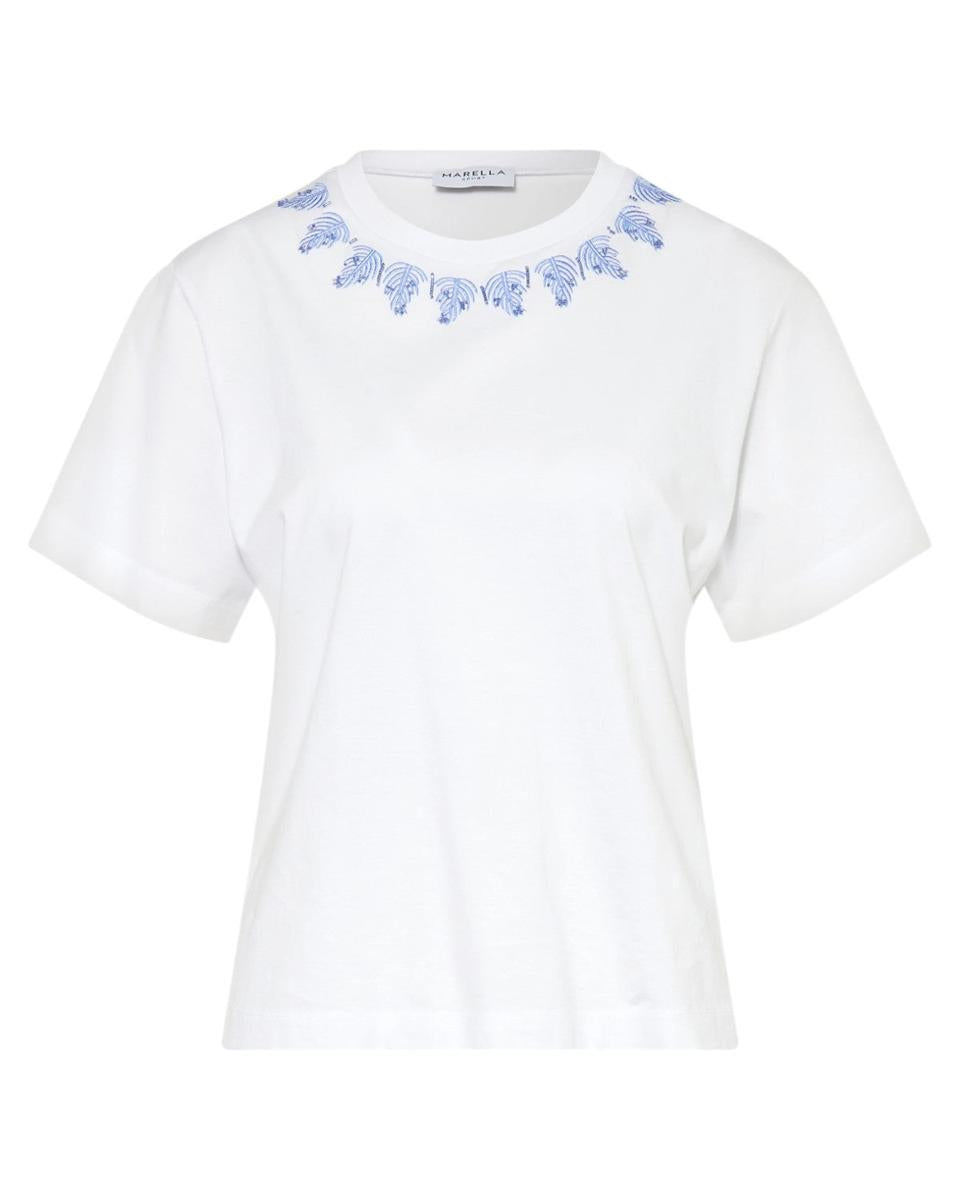 T-shirt in Puro Cotone con Dettaglio Ricamato-Marella-T-shirt-Vittorio Citro Boutique