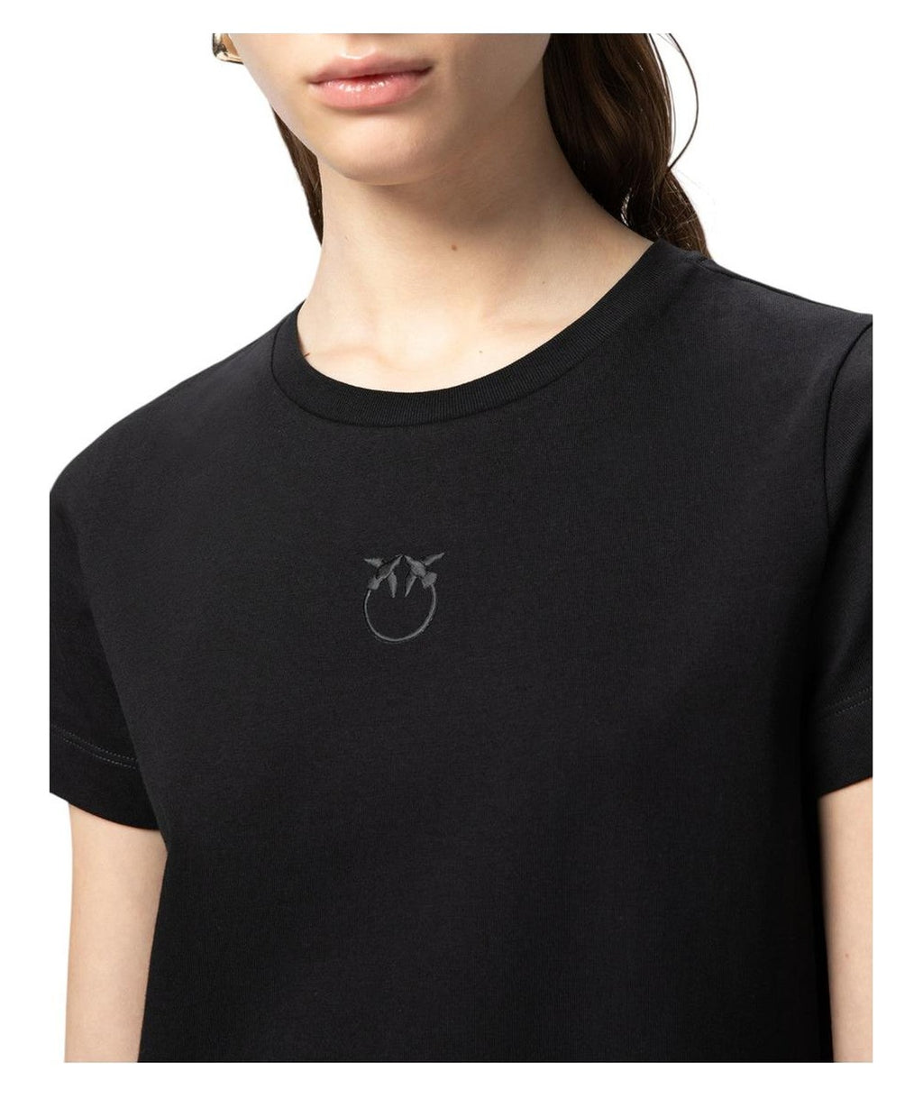 T-shirt in Cotone Old Wash con Logo Love Birds Ricamato-Pinko-T-shirt-Vittorio Citro Boutique