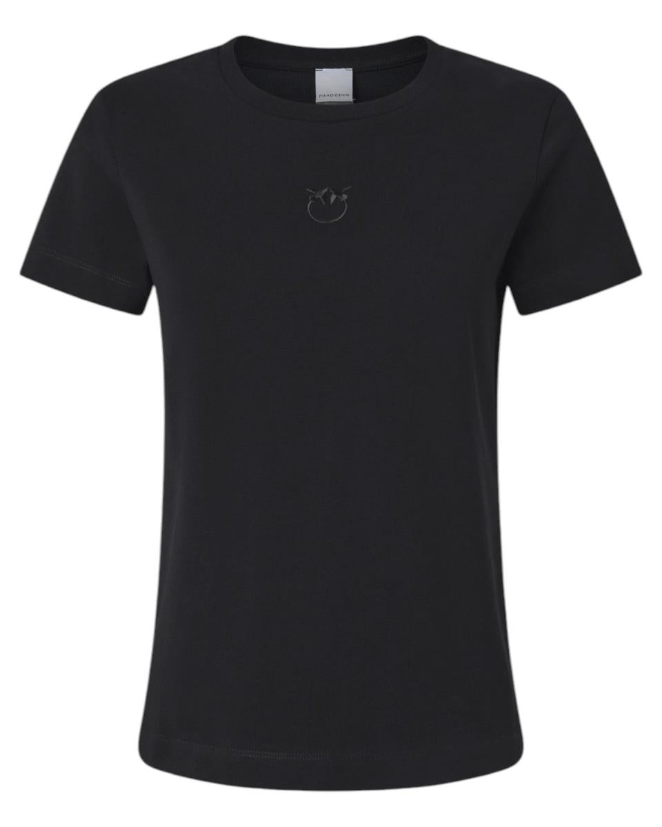 T-shirt in Cotone Old Wash con Logo Love Birds Ricamato-Pinko-T-shirt-Vittorio Citro Boutique