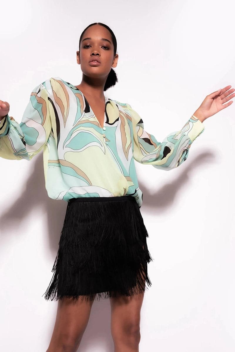 BLUSA VOILE STAMPA BOCCIOLO-Pinko-Camicie-Vittorio Citro Boutique