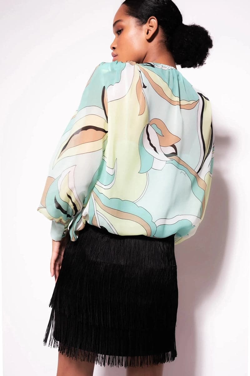 BLUSA VOILE STAMPA BOCCIOLO-Pinko-Camicie-Vittorio Citro Boutique