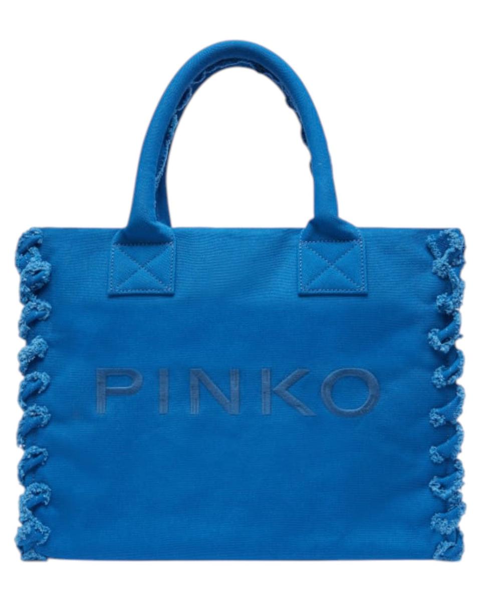 Beach Shopper in Canvas Riciclato Sale e Pepe con Logo Ricamato-Borse a spalla-Pinko-Vittorio Citro Boutique