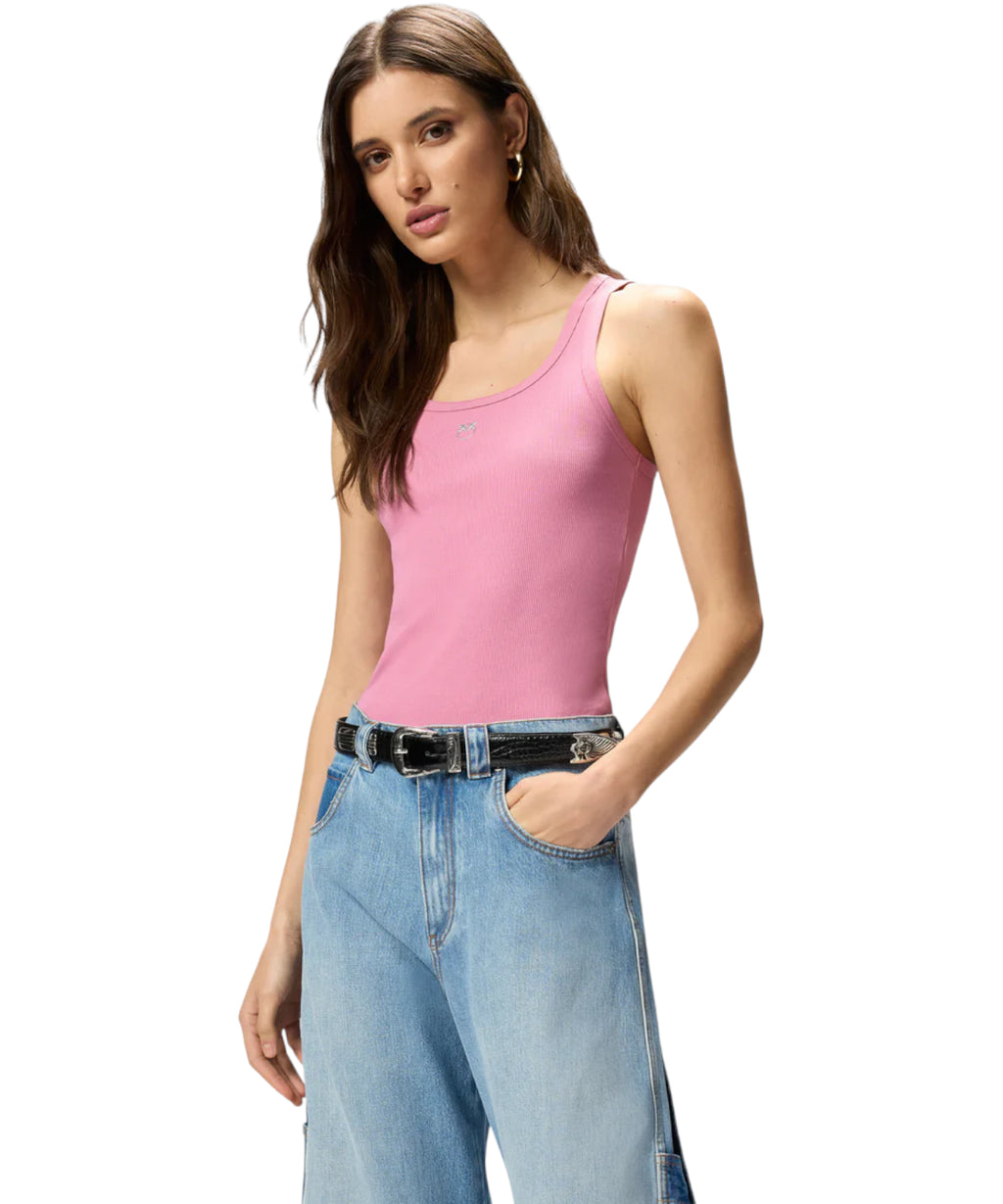 Débardeur PINKO Calcolatore en coton stretch avec logo Love Birds