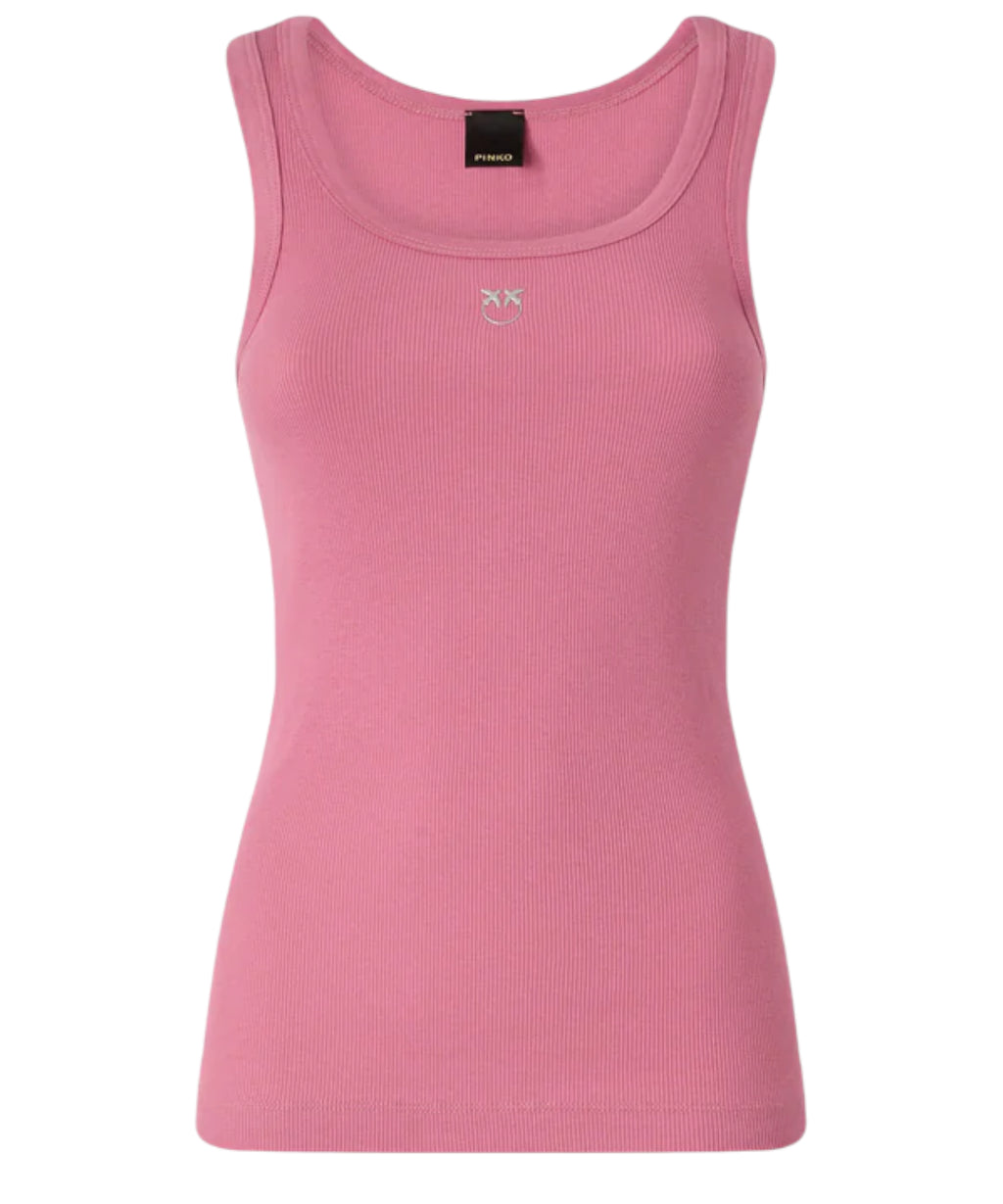 Débardeur PINKO Calcolatore en coton stretch avec logo Love Birds