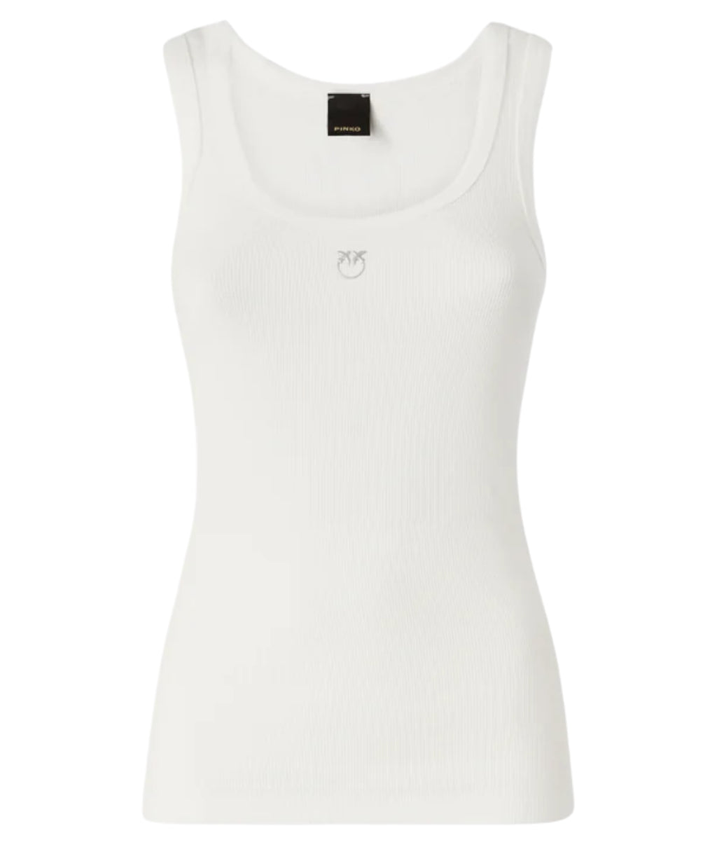 Débardeur PINKO Calcolatore en Coton Extensible avec Logo Love Birds