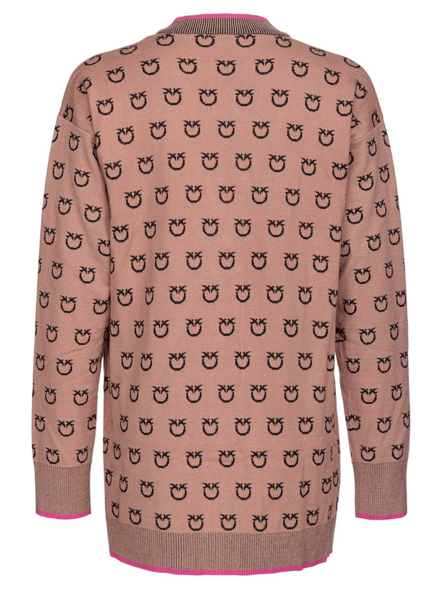 Lama Cardigan jacquard logo-Pinko-Maglieria-Vittorio Citro Boutique