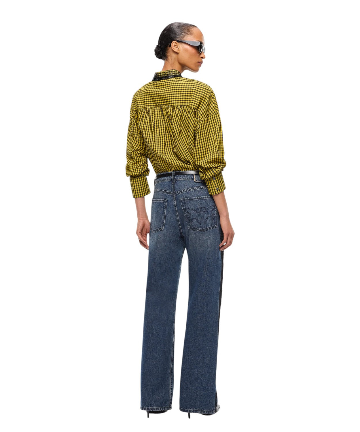 Jeans Pinko Wide Leg con Banda in Pizzo