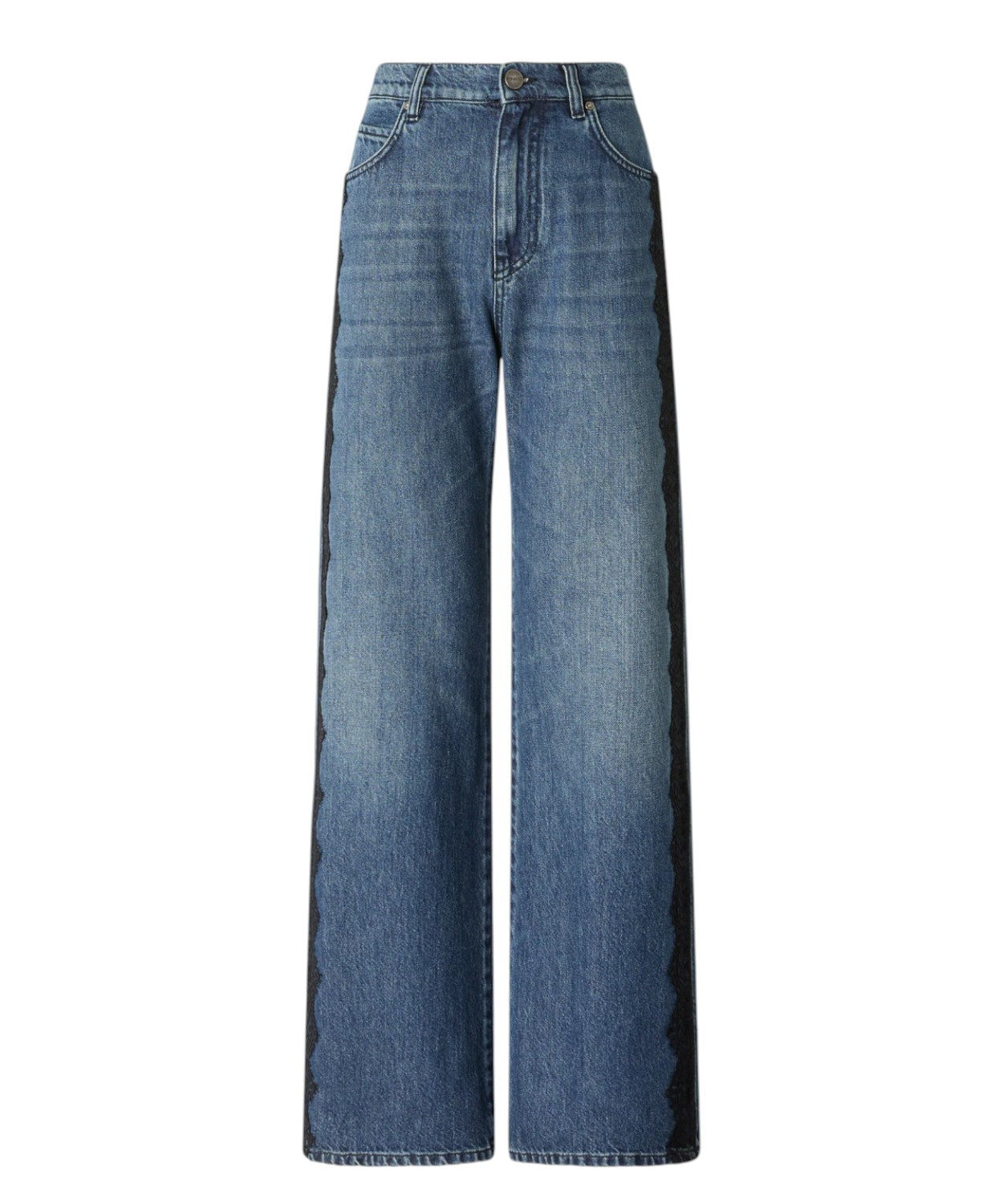 Jeans Pinko Wide Leg con Banda in Pizzo