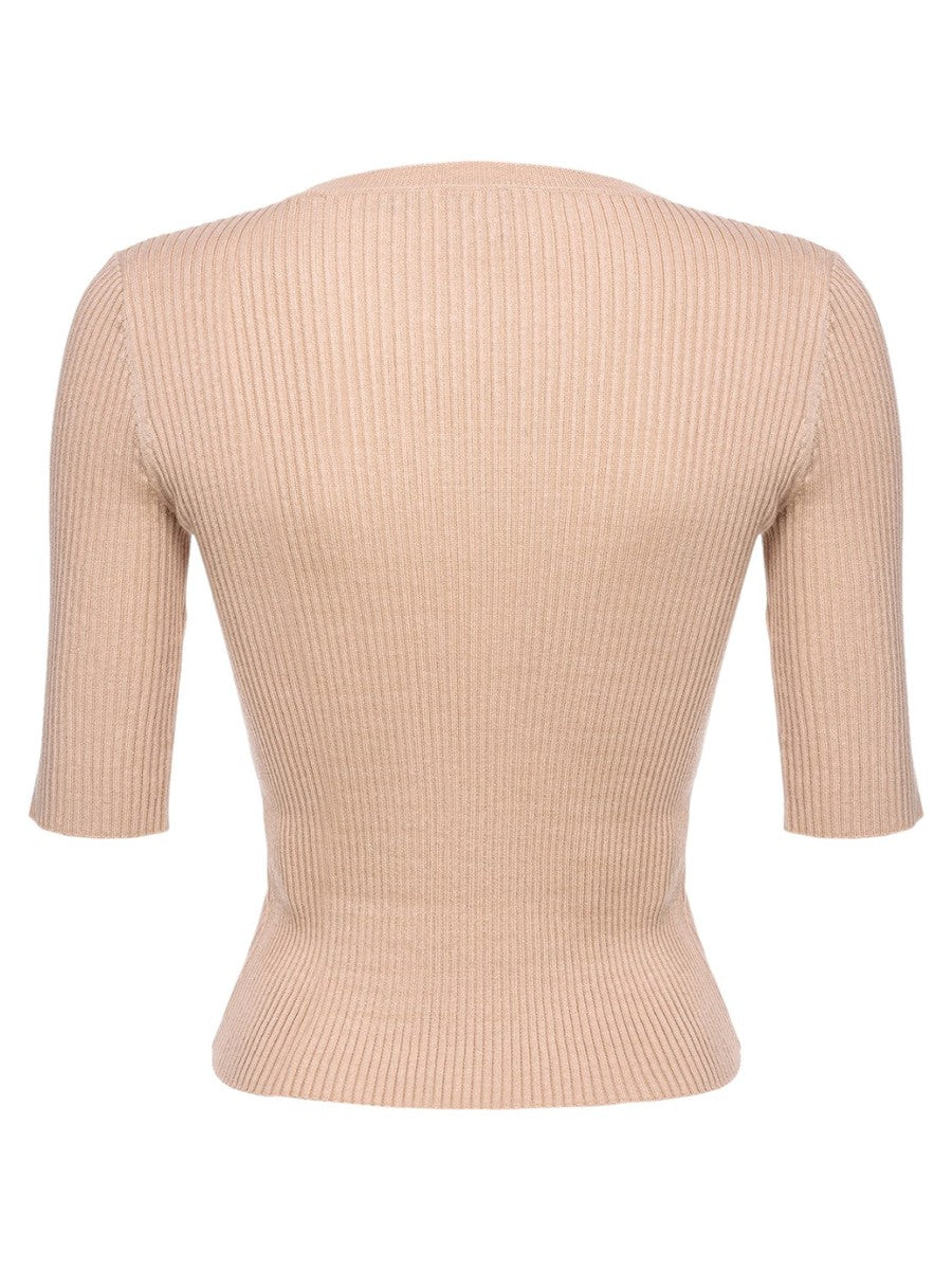 Maglia Tritone a Costine con Logo-Pinko-Maglieria-Vittorio Citro Boutique