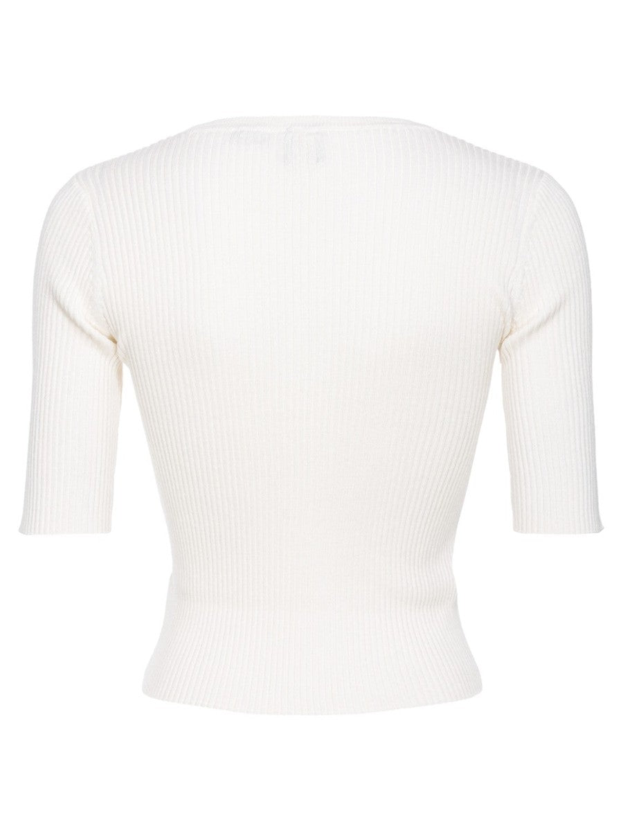 Maglia Tritone a Costine con Logo-Pinko-Maglieria-Vittorio Citro Boutique