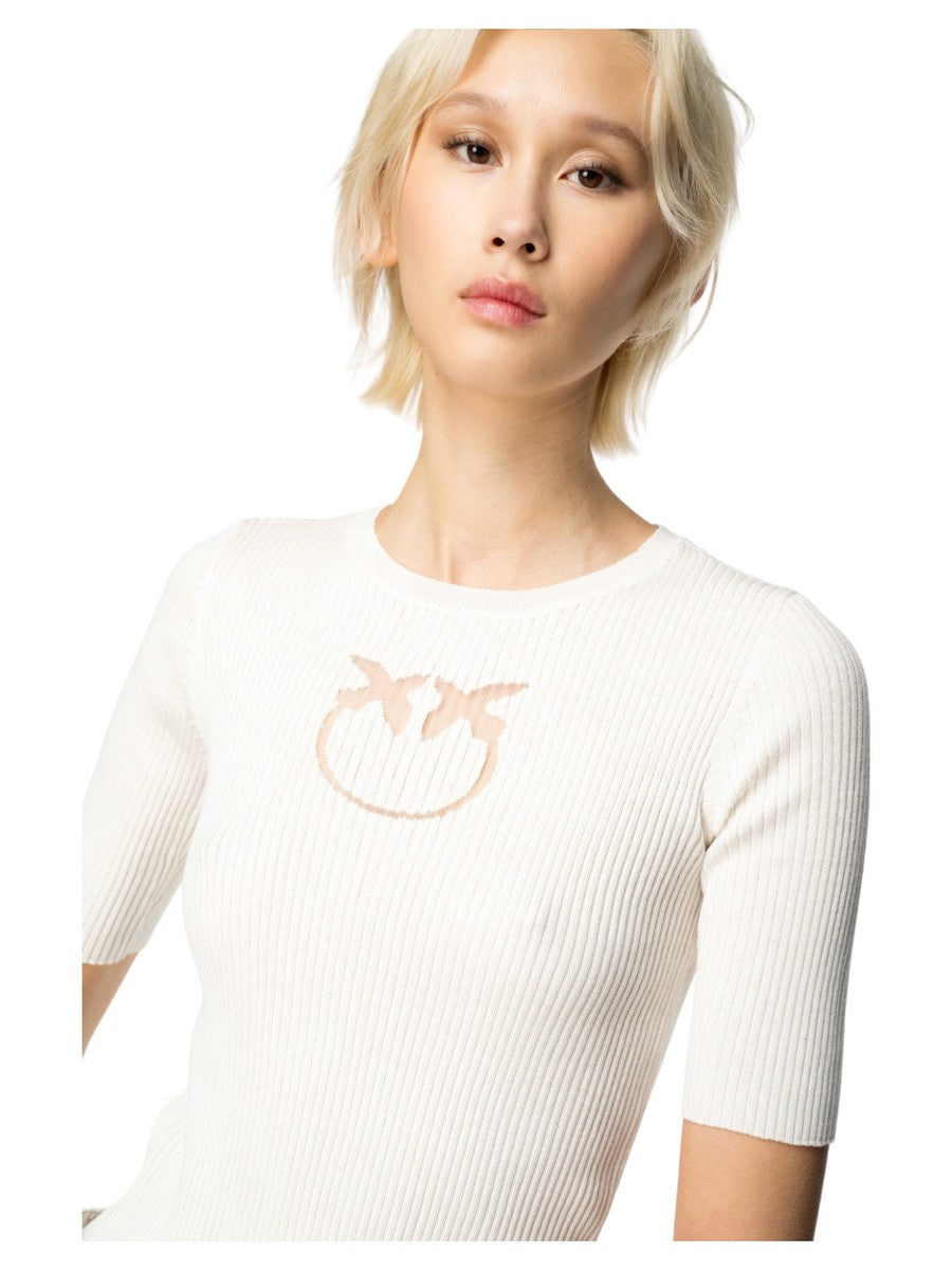 Maglia Tritone a Costine con Logo-Pinko-Maglieria-Vittorio Citro Boutique