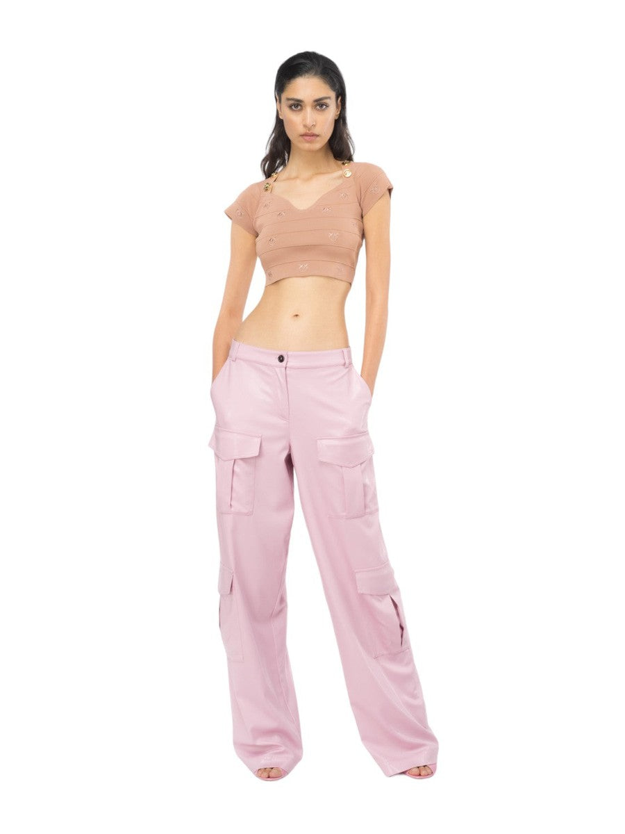 Crop Top Jacquard Love Birds Hoodia-Pinko-Top-Vittorio Citro Boutique