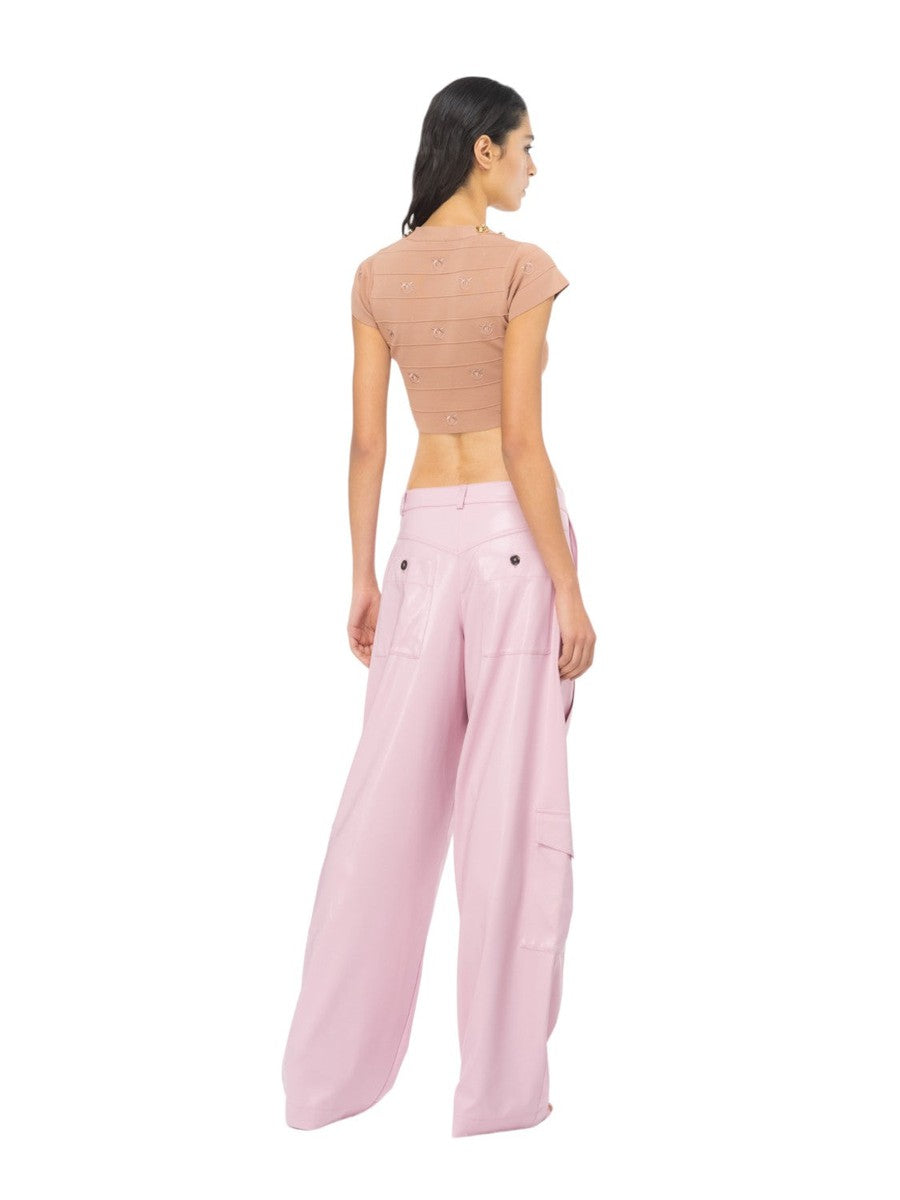 Crop Top Jacquard Love Birds Hoodia-Pinko-Top-Vittorio Citro Boutique