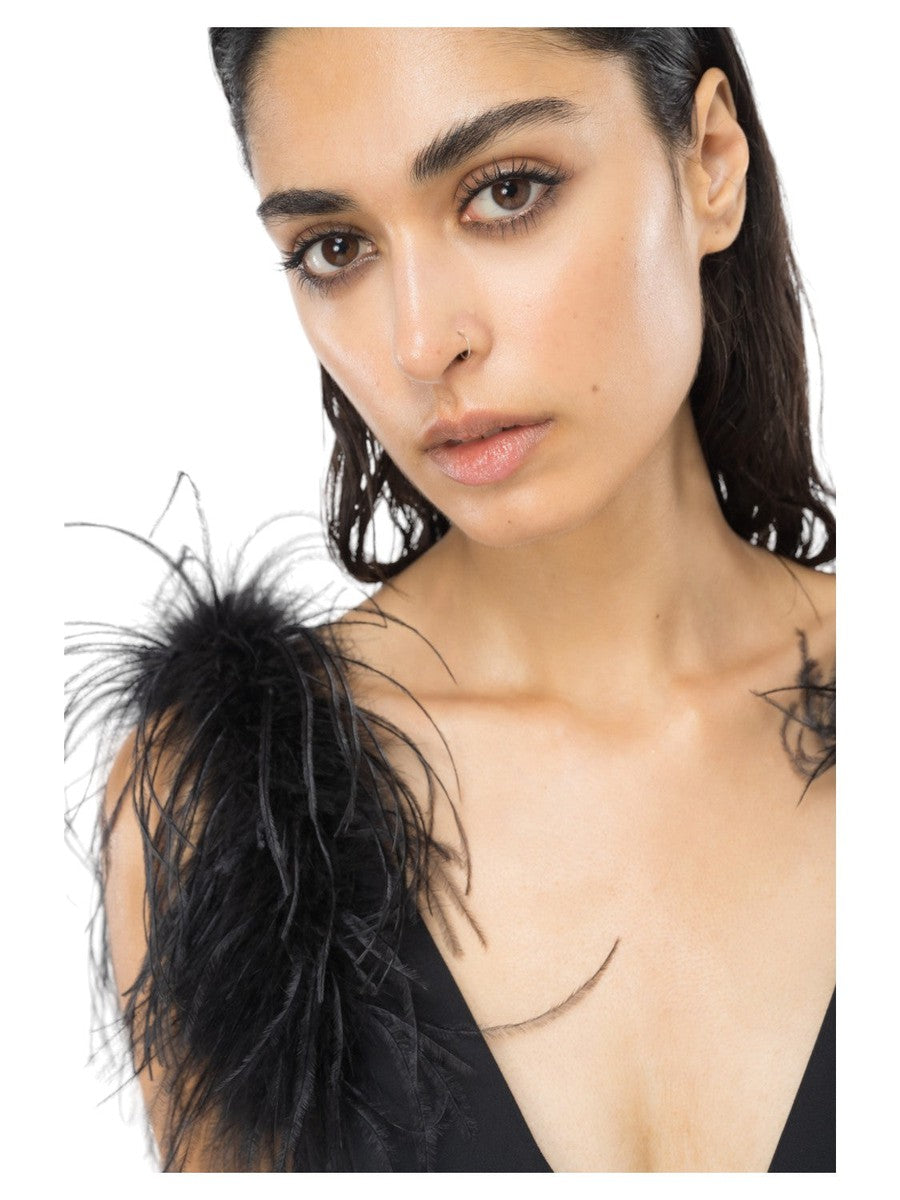 Mini abito Pica con piume-Pinko-Abiti-Vittorio Citro Boutique