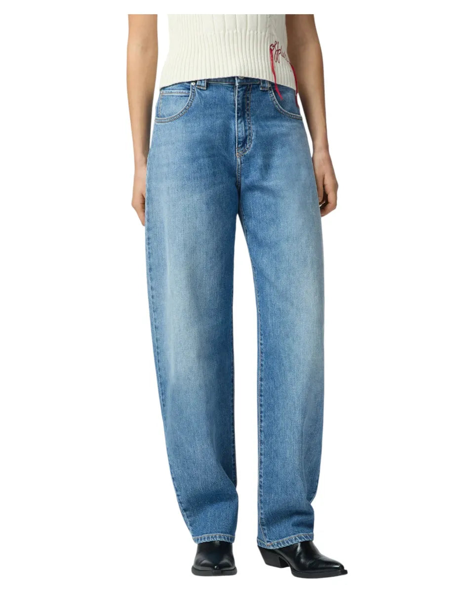 Jeans Balloon Fit a Vita Alta Golden Wash in Denim Stretch-Pinko-Jeans-Vittorio Citro Boutique