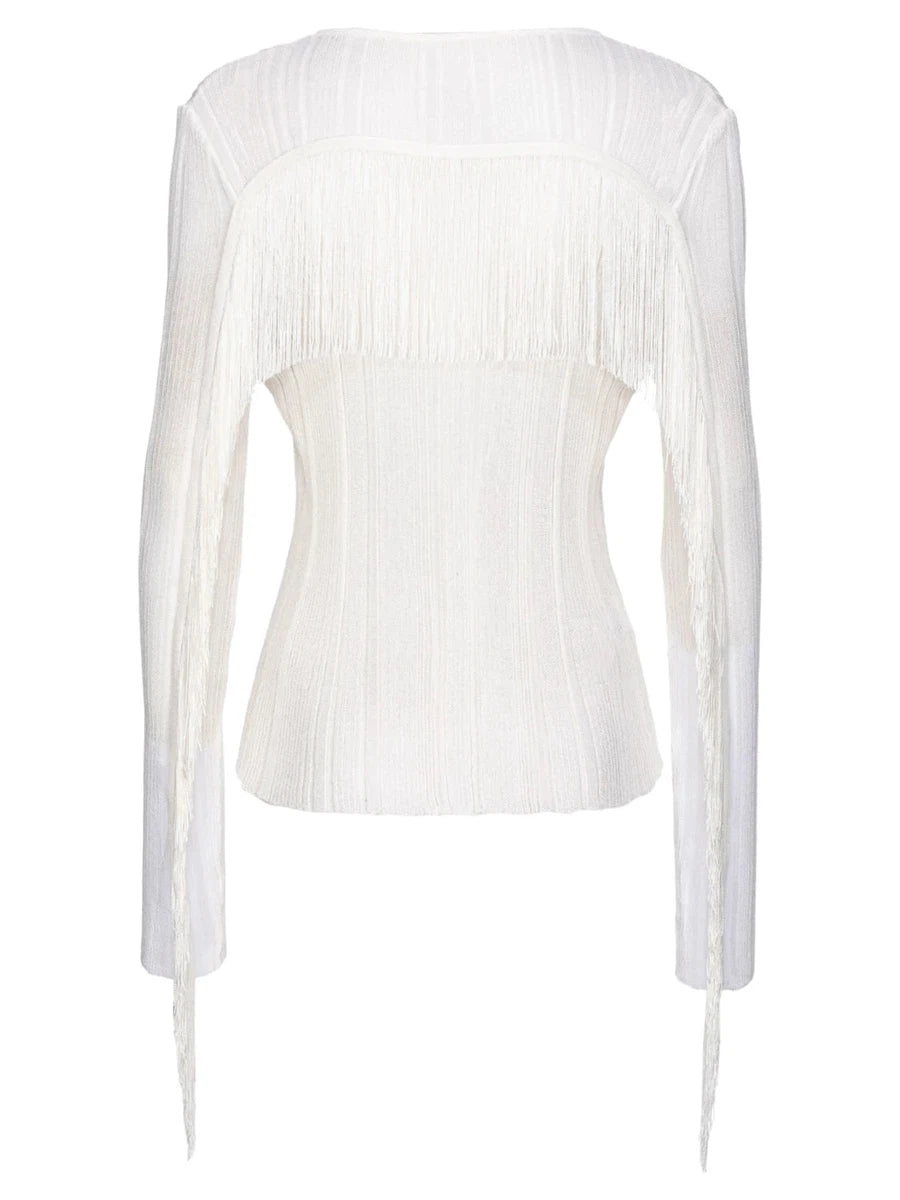 Cardigan Zelig Leggero con Frange-Pinko-Maglieria-Vittorio Citro Boutique