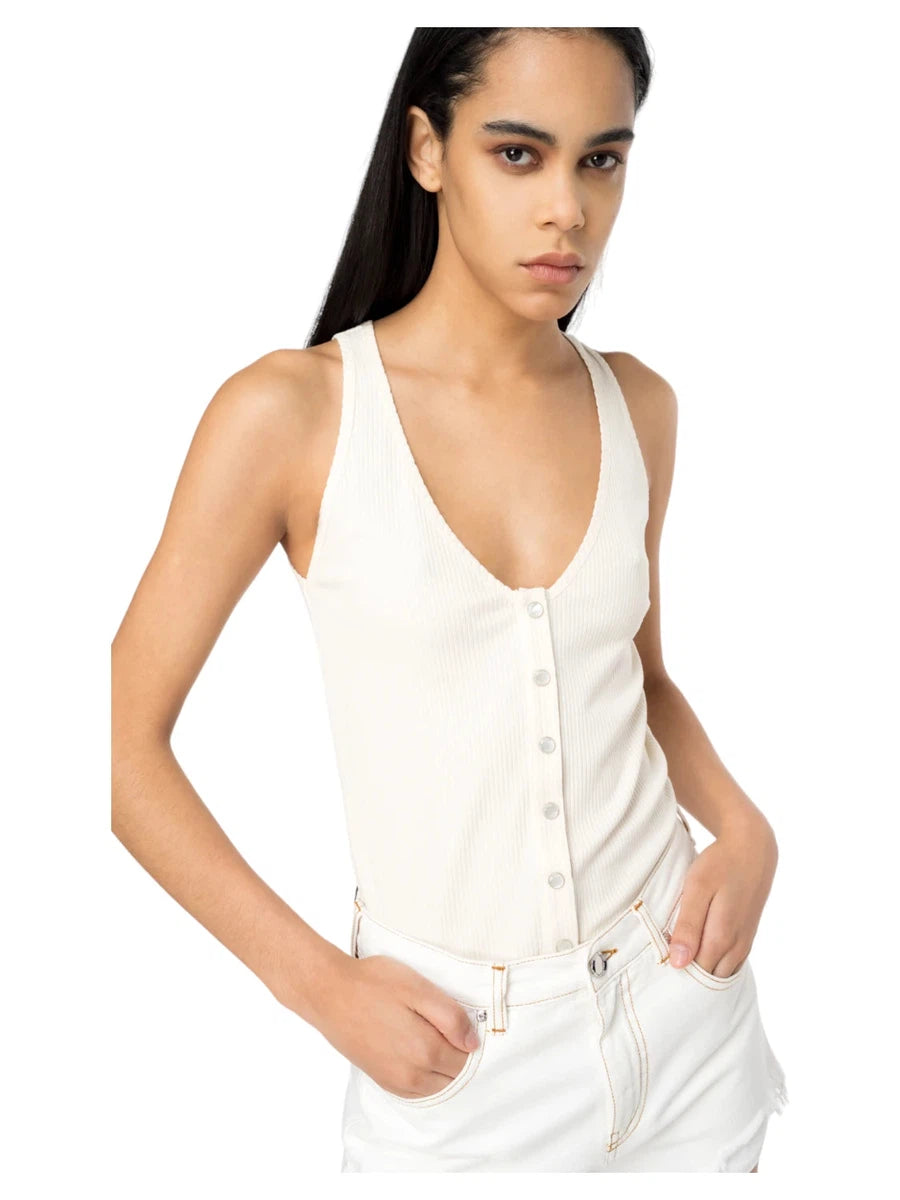 Canotta Dogville a Costine con Bottoni-Pinko-Top-Vittorio Citro Boutique