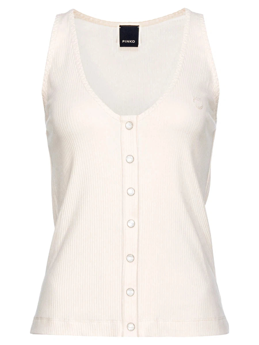 Canotta Dogville a Costine con Bottoni-Pinko-Top-Vittorio Citro Boutique