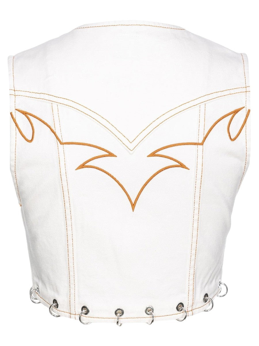 Gilet "Dracula" con Ricamo Tribale e Dettagli in Metallo-Pinko-Gilet-Vittorio Citro Boutique