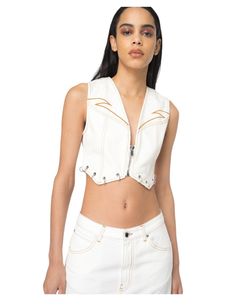 Gilet "Dracula" con Ricamo Tribale e Dettagli in Metallo-Pinko-Gilet-Vittorio Citro Boutique