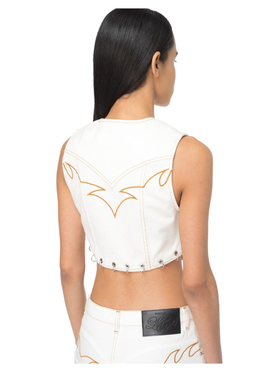 Gilet "Dracula" con Ricamo Tribale e Dettagli in Metallo-Pinko-Gilet-Vittorio Citro Boutique