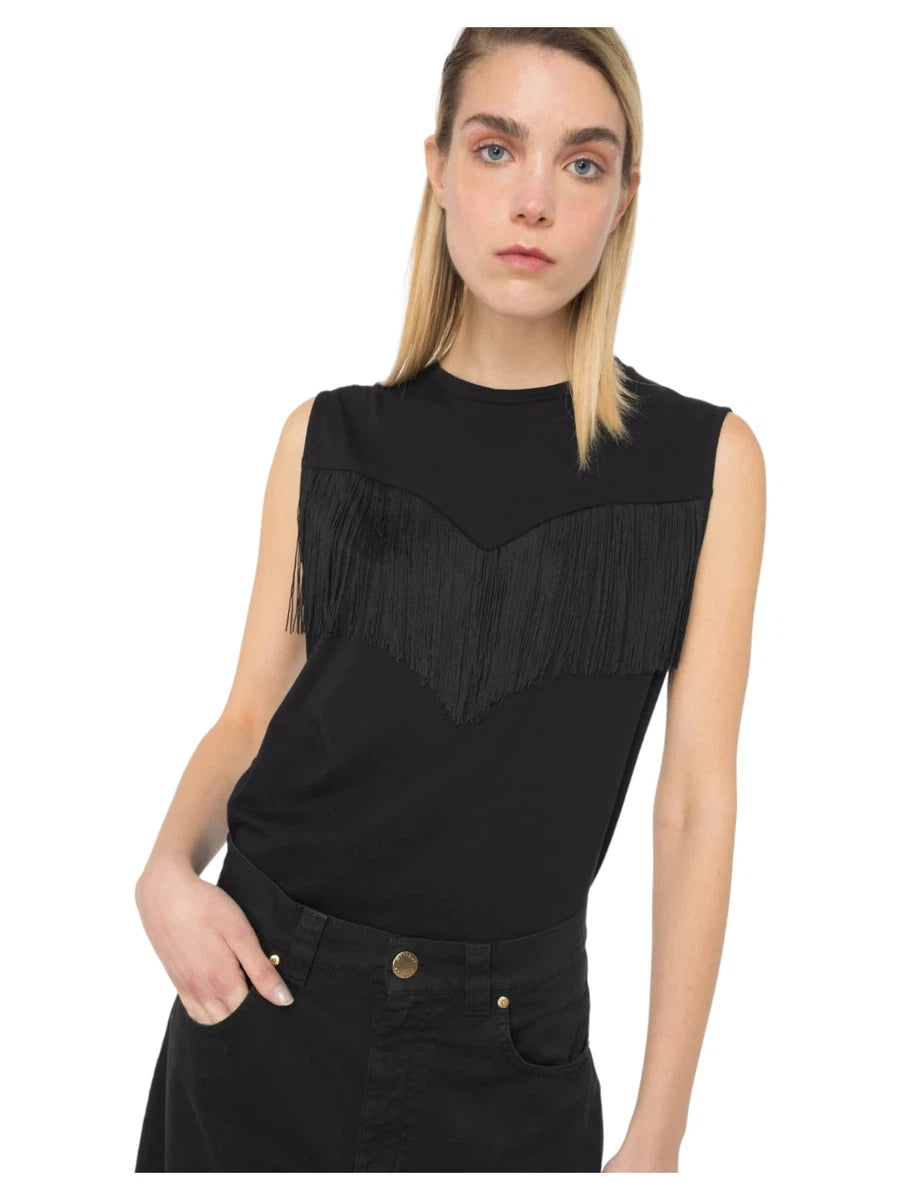 Twilight T-Shirt Smanicata con Frange-Pinko-T-shirt-Vittorio Citro Boutique