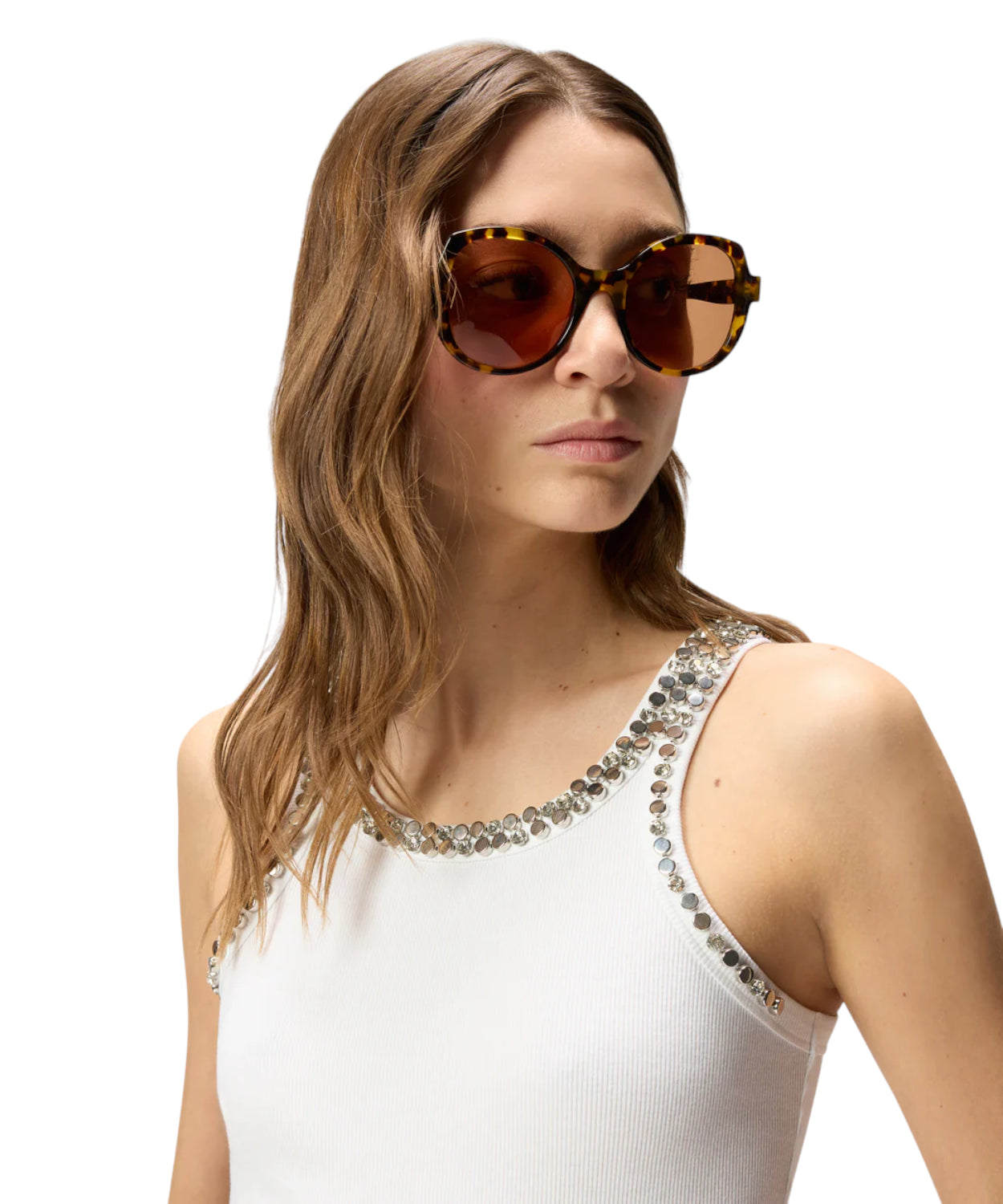 Coriandoli Tank Top PINKO con Ricami Gioiello