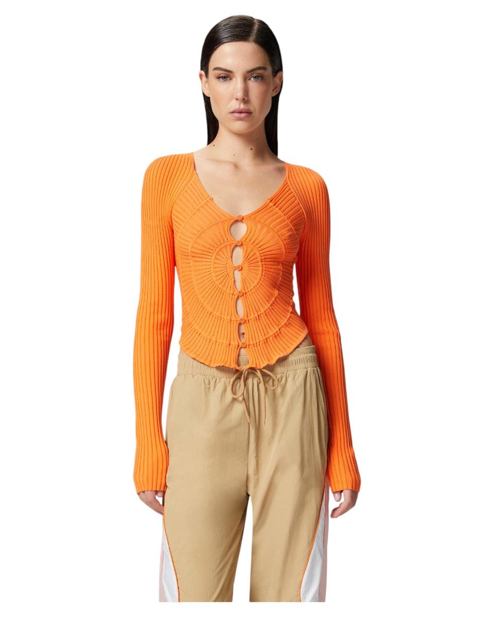 Cardigan Aderente a Costine con Motivo Sunny e Bottoni-Pinko-Maglieria-Vittorio Citro Boutique