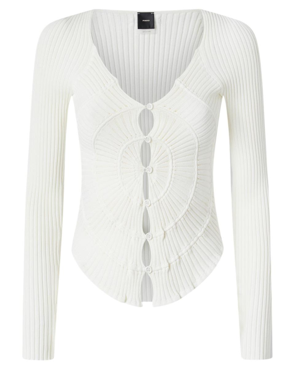 Cardigan Aderente a Costine con Motivo Sunny e Bottoni-Pinko-Maglieria-Vittorio Citro Boutique
