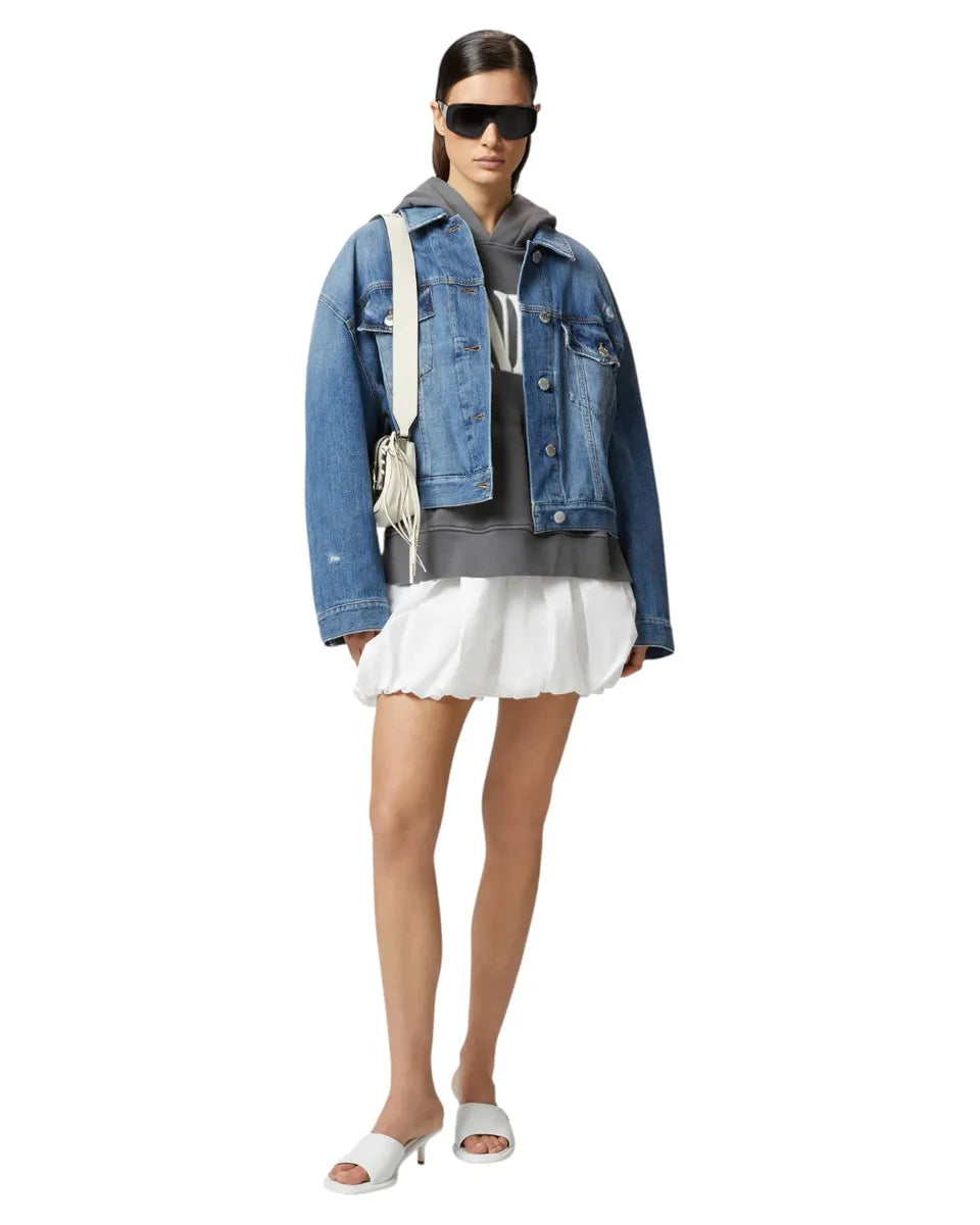 Giubbino Jeans Denim Rebel Wash con Taschini e Rotture-Pinko-Giacche-Vittorio Citro Boutique